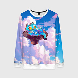 Свитшот женский Tiger Derpy in the clouds, цвет: 3D-белый