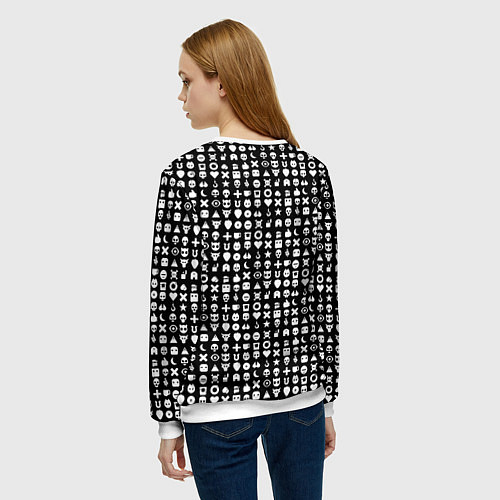 Женский свитшот Любовь смерть и роботы, глитч символ паттерн / 3D-Белый – фото 4