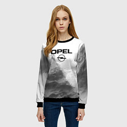 Свитшот женский Opel на сером абстрактном фоне, цвет: 3D-черный — фото 2