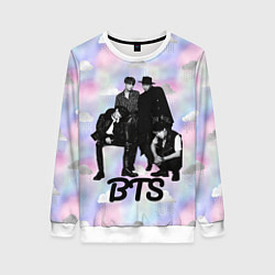Свитшот женский BTS черно-белый стиль, цвет: 3D-белый