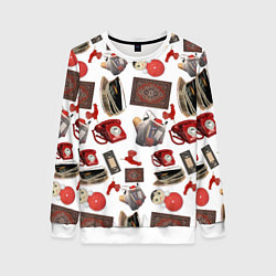 Свитшот женский Неваляшка утюг ретро авоська петушок телефон, цвет: 3D-белый