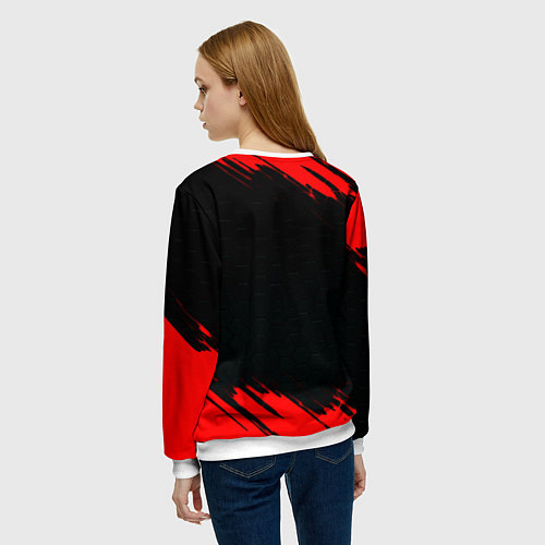 Женский свитшот Атлетико Мадрид красные краски / 3D-Белый – фото 4