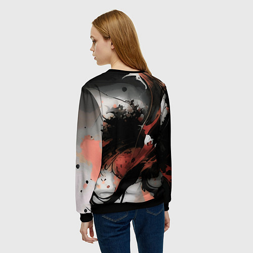 Женский свитшот Тёмные краски абстракция красно-чёрный / 3D-Черный – фото 4