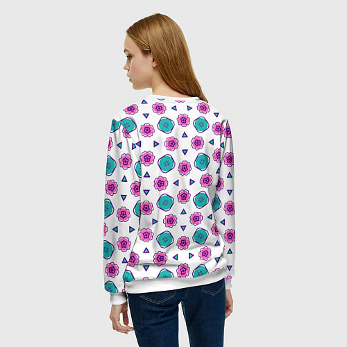 Женский свитшот Цветочно-геометрический паттерн / 3D-Белый – фото 4