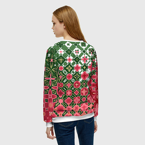 Женский свитшот Розово-зеленая метаморфоза / 3D-Белый – фото 4