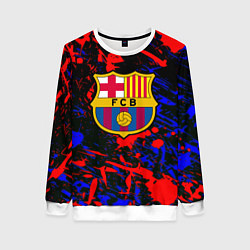 Свитшот женский Барселона абстрактные краски, цвет: 3D-белый