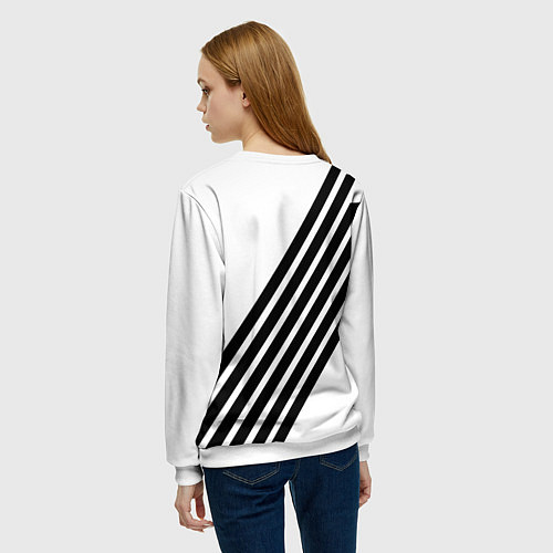 Женский свитшот Barcelona черно белые полосы / 3D-Белый – фото 4