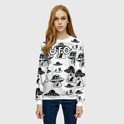 Свитшот женский UFO и котики, цвет: 3D-белый — фото 2