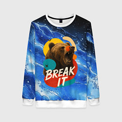 Свитшот женский Break it злой медведь, цвет: 3D-белый