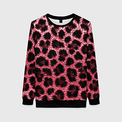 Свитшот женский Леопардовый розовый, цвет: 3D-черный