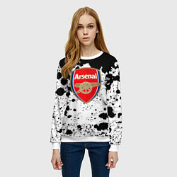 Свитшот женский Арсенал черно белые краски, цвет: 3D-белый — фото 2