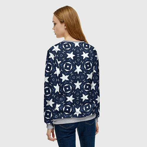 Женский свитшот Звезды, квадраты, сердечки / 3D-Меланж – фото 4