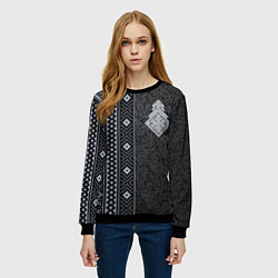 Свитшот женский Славянский орнамент Макошь, цвет: 3D-черный — фото 2