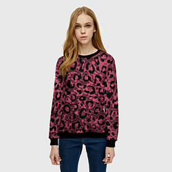 Свитшот женский Тёмный пыльно-розовый стилизация под леопарда, цвет: 3D-черный — фото 2