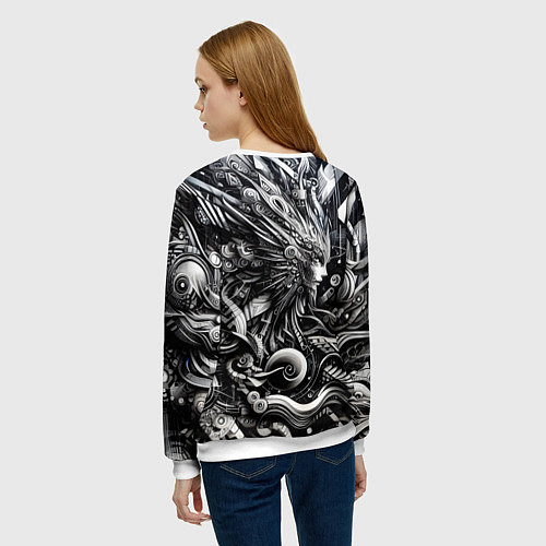 Женский свитшот Abstraction cyber pattern - ai art fantasy / 3D-Белый – фото 4