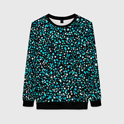 Свитшот женский Голубые неоновые крапинки, цвет: 3D-черный