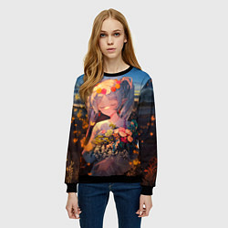 Свитшот женский Фрирен с цветами, цвет: 3D-черный — фото 2