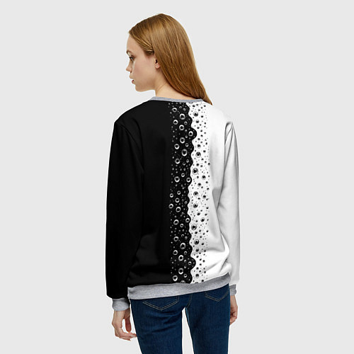 Женский свитшот Лучше вода у друга черно-белый узор / 3D-Меланж – фото 4