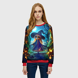 Свитшот женский Ведьмочка-малютка в ночь на хэллоуин, цвет: 3D-красный — фото 2