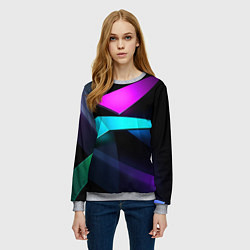 Свитшот женский Neon colored geometric, цвет: 3D-меланж — фото 2