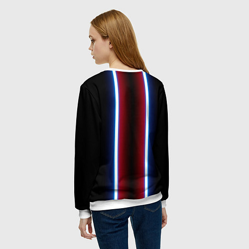 Женский свитшот Color white blue red neon / 3D-Белый – фото 4