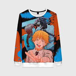 Свитшот женский Дэндзи и Макима из Человек бензопила, цвет: 3D-белый
