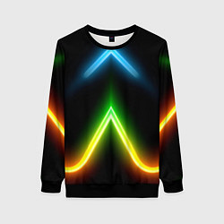 Свитшот женский Neon multicolored lines, цвет: 3D-черный