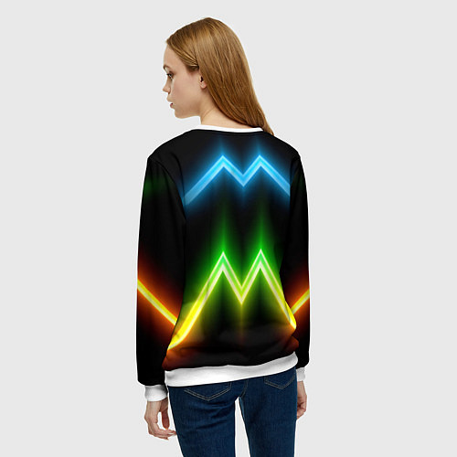Женский свитшот Neon multicolored lines / 3D-Белый – фото 4