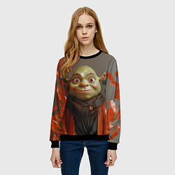 Свитшот женский Шрек и оранжевые листья, цвет: 3D-черный — фото 2