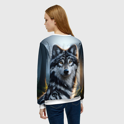 Женский свитшот Морда волка - Россия / 3D-Белый – фото 4