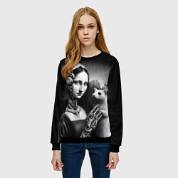 Свитшот женский Cecilia Gallerani - the lady with the ermine cyber, цвет: 3D-черный — фото 2