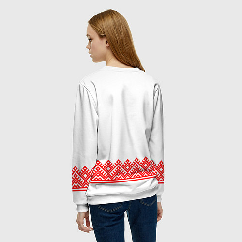 Женский свитшот Славянская вышиванка с узорами и оберегом / 3D-Белый – фото 4