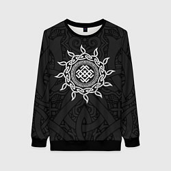 Свитшот женский Славянский оберег белобог и этнический орнамент, цвет: 3D-черный