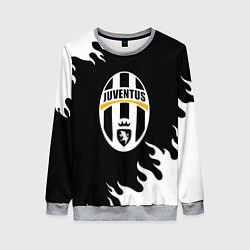 Свитшот женский Juventus белый огонь текстура, цвет: 3D-меланж