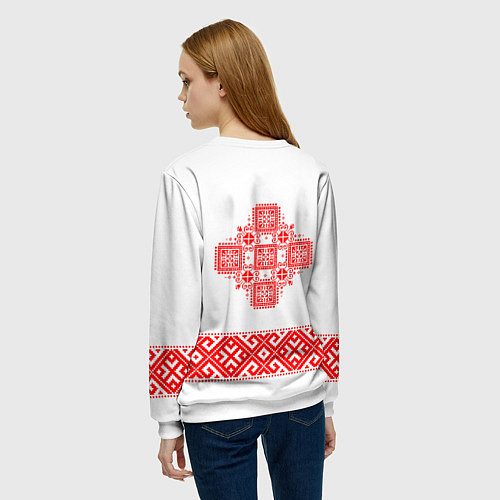 Женский свитшот Славянская вышиванка узорная / 3D-Белый – фото 4