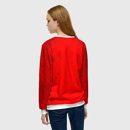 Женский свитшот Белая эмблема hitman на красном / 3D-Белый – фото 4