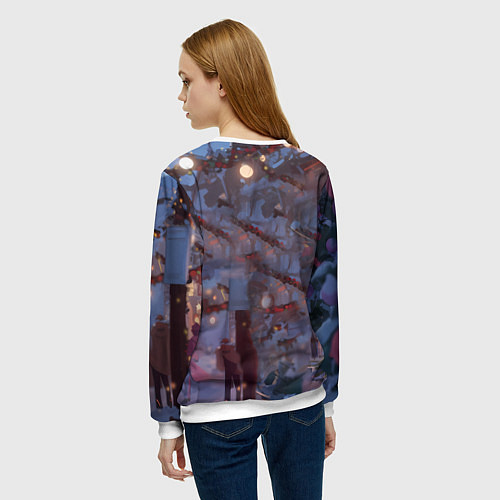 Женский свитшот Лошадка наслаждается новым годом / 3D-Белый – фото 4