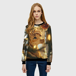 Свитшот женский Лошадка любуется елочным шаром, цвет: 3D-черный — фото 2