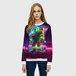 Свитшот женский Космонавт Шрук в неоновом скафандре на загадочной, цвет: 3D-белый — фото 2