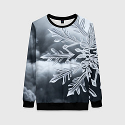 Свитшот женский Снежинка на черно белое, цвет: 3D-черный