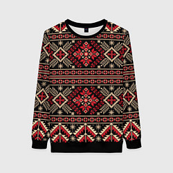 Свитшот женский Этнический славянский орнамент, цвет: 3D-черный
