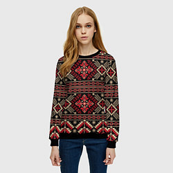 Свитшот женский Этнический славянский орнамент, цвет: 3D-черный — фото 2