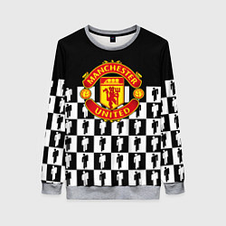 Свитшот женский Манчестер Юнайтед люди паттерн, цвет: 3D-меланж