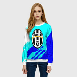 Свитшот женский Ювентус краски штрихи текстура, цвет: 3D-белый — фото 2
