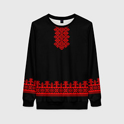 Свитшот женский Славянская вышиванка рубаха, цвет: 3D-черный