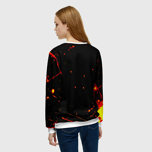 Женский свитшот Боруссиа огненные краски текстура / 3D-Белый – фото 4