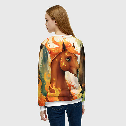 Женский свитшот Милая огненная лошадь / 3D-Белый – фото 4