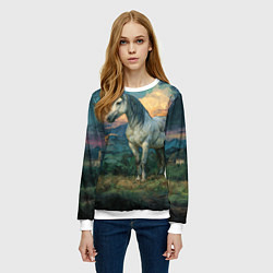 Свитшот женский Конь маслом, цвет: 3D-белый — фото 2