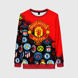 Свитшот женский Манчестер Юнайтед логотипы команд, цвет: 3D-красный