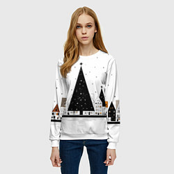 Свитшот женский Новый год - минимализм, цвет: 3D-белый — фото 2